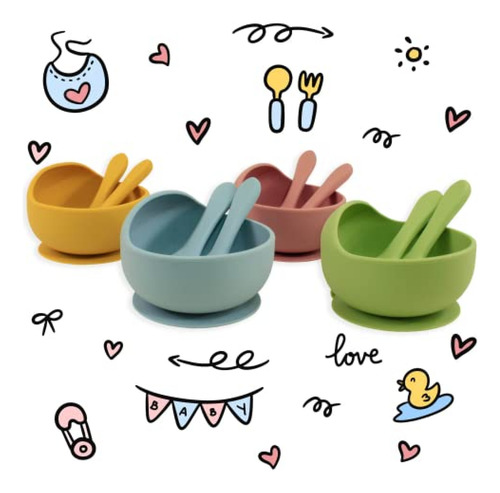 Baberos De Silicona O'doe Baby Led Weaning Supplies, Juego D