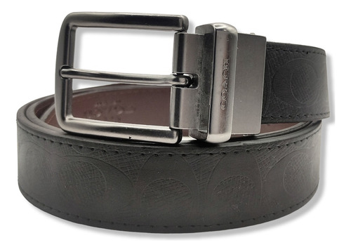 Cinturon Coach Doble Vista Reversible Hombre Mujer Unisex Color Troquelado Diseño De La Tela Hebilla Clasica Talla Ch (105cm)
