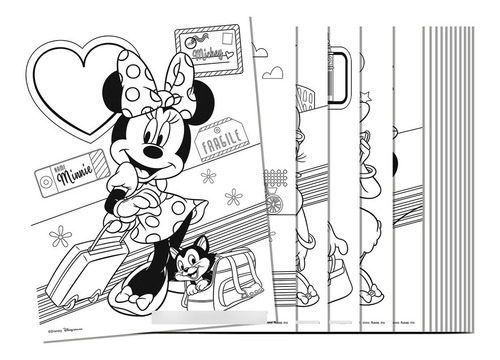 Minnie Mouse, Hoja Para Colorear, Kit De 4 Bolsas
