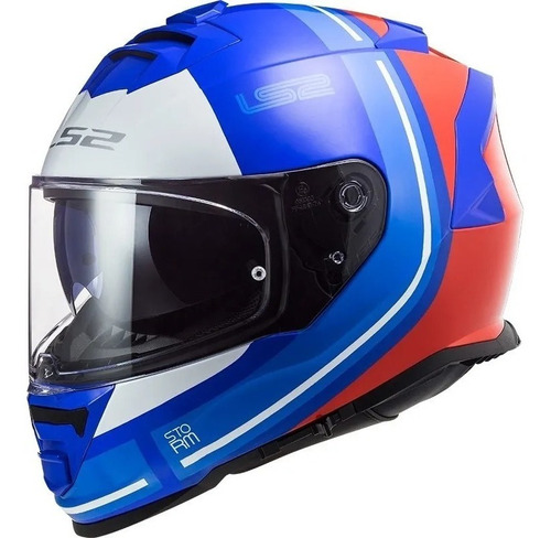 Capacete Ls2 Ff800 Storm Slant Blue Red Azul Com Vermelho