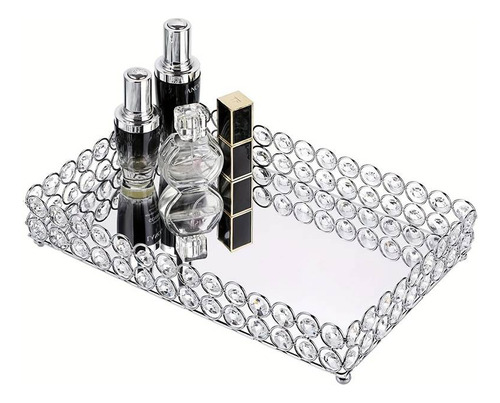 Bandeja Decorativa Con Espejo Y Caireles M - Sheshu Home Color Plata
