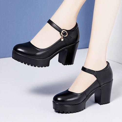 Zapatillas Clase De Dama Y Tacón Grueso Y Cómodo