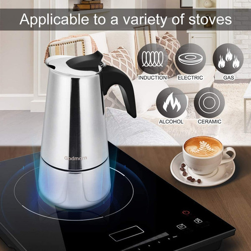 Máquina De Café Expresso Italiana 600ml De Aço Inoxidável
