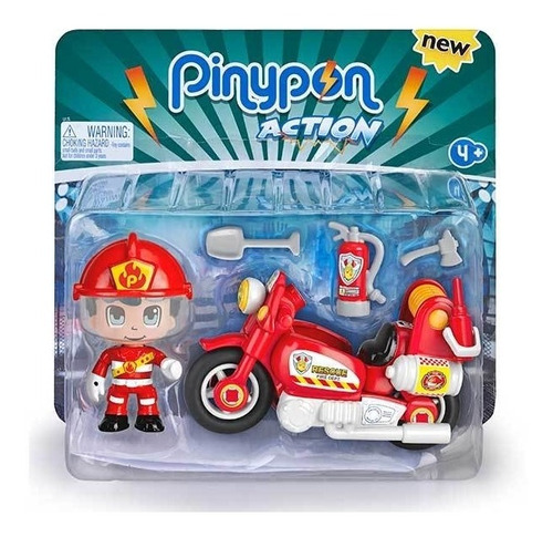 Pinypon Action Bombero Con Moto. Caffaro 7015636