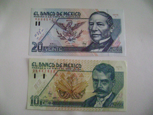 Billete 10 Nuevos Pesos Zapata  20 Nuevos Pesos Sin Circular
