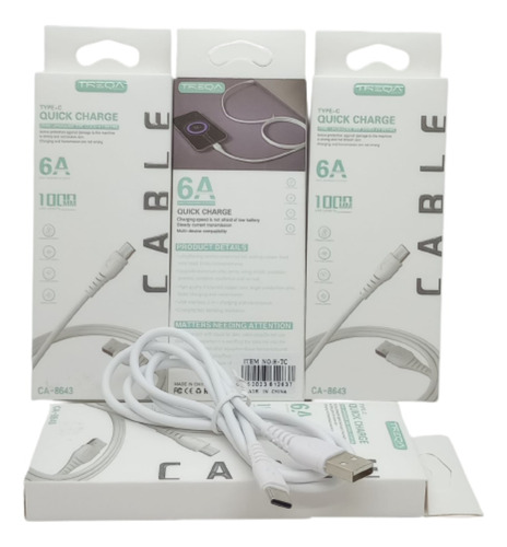 Cable Usb Tipo C Carga Rapida Datos 6a Celular Tablet