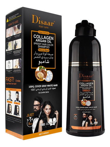 Shampoo Tinte Negro Para Cabello Barba Bigote