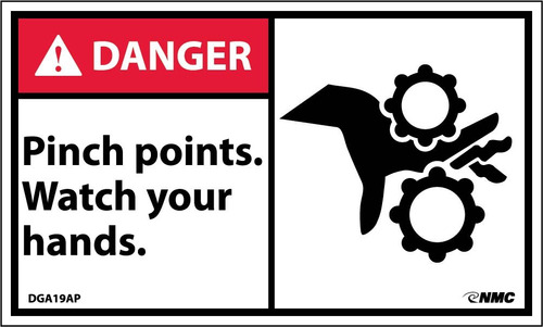 Letrero Ansi Grafico  Danger Pinch Points Mira Manos  5  X 5