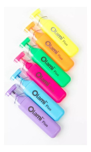 Resaltadores Punta Chata Olami Pack X6 Fluo Neon Pastel Surtido