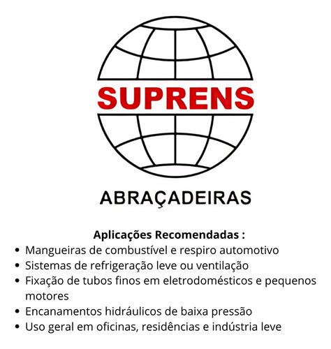 Kit 10 Abraçadeiras Simplex Suprens 8mm A 9mm Aço Carbono Cinza