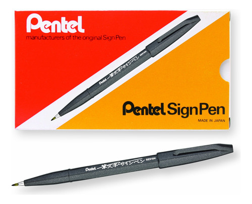 Bol Igrafo Punta Pincel Pentel Tinta Ocre Caja De2 (ses15