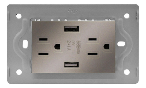 Toma Doble + 2 Usb Luxor Gris Intercambiable Sin Tapa