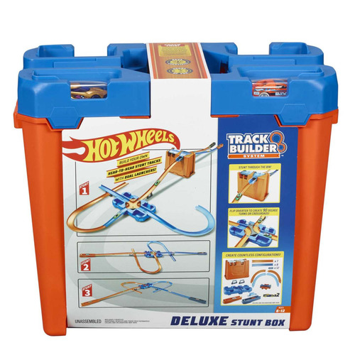 Pista de carros Hot Wheels Deluxe Track Builder - laranja/azul-celeste