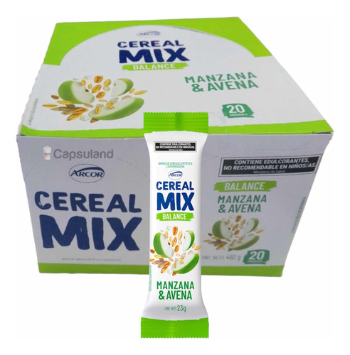 Oferta! Caja X20 Barras Cereal Mix Manzana Y Avena S/ Azucar