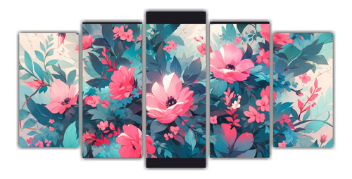 250x125cm Cuadro Decorativo Turquesa Y Rosa - Diseño Exclus