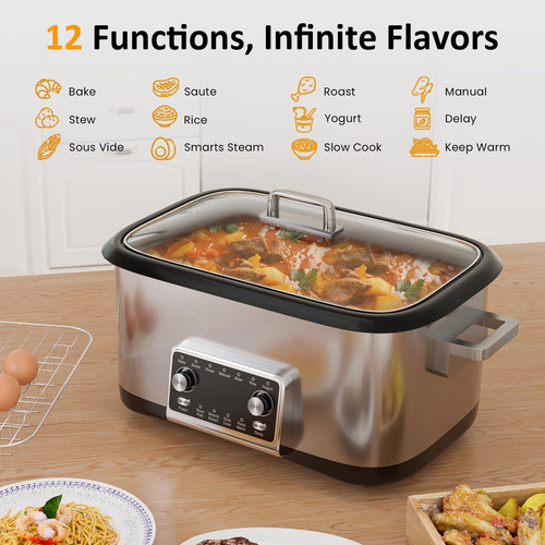 Heynemo 12-in-1 Cooker Lenta Programable, Olla De Olla Lenta