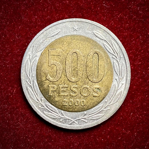 Moneda 500 Pesos Chile 2000 Km 235 Bimetalica Henríquez