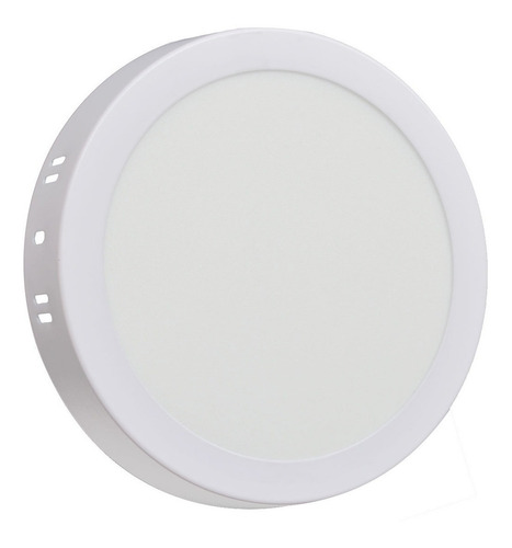 Panel Led 12w Aplicar Plafon Blanco Redondo Estructura Blanco Cálido