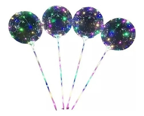 10 Globos Con Luz Led Multicolor De Mango