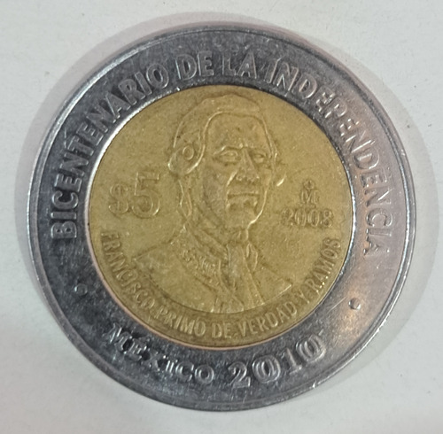 Moneda De 5 Pesos Francisco Primo De Verdad Y Ramos