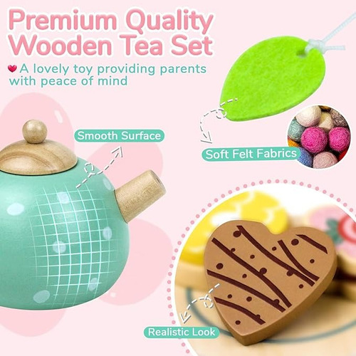 Set De Juguetes De Tarde De Té De Madera Para Niñas
