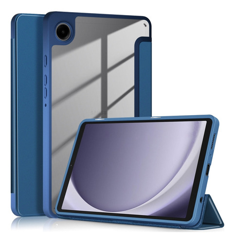 Funda Azul De Color Liso Con 3 Pliegues Para Galaxy Tab A9