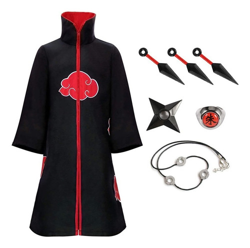 Disfraz De Naruto Akatsuki Ninja Abrigo Capa Cosplay Ropa .