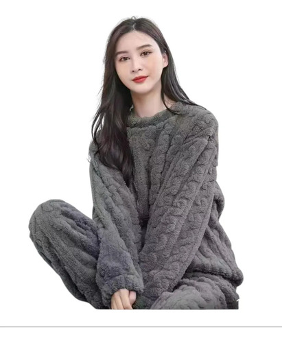 Pijama Conjunto Pijama Forro Polar Mujer + Pantuflas