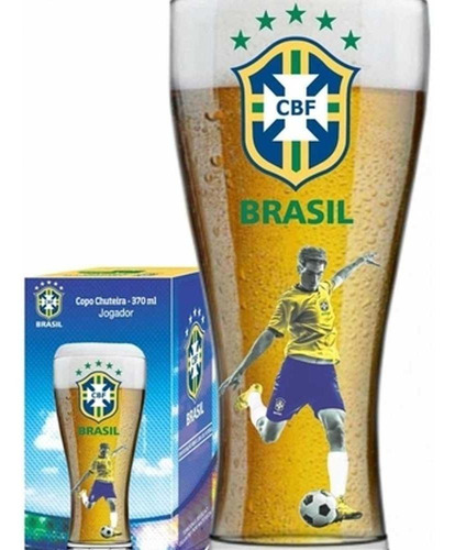 Copo P/ Cerveja Chuteira 370ml Globimport - Jogador Brasil Cor Transparente