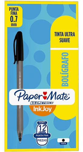 12 Plumas Bolígrafo Kilométrico Inkjoy P.fino Escoge Color Tinta Negro Exterior
