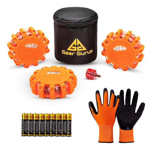 Gurus De Engranaje 3 Paquete Led Road Flares Kit - Aviso Fla