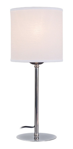 Lámpara Velador V37 Cromo E27 Moderno Pantalla Blanco Ø15cm
