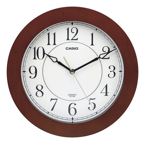 Reloj Pared Casio Iq-126 Madera Redondo