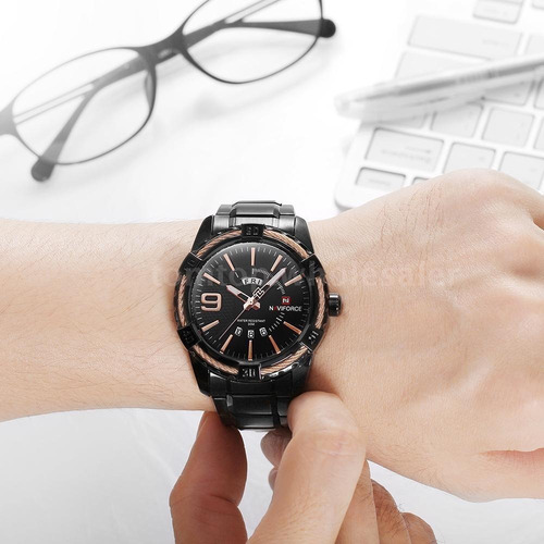 Relógio Masculino Naviforce Nf9117 Preto Calendario Duplo