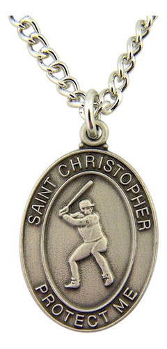 Medalla De Béisbol De San Cristóbal De Peltre En Collar De C