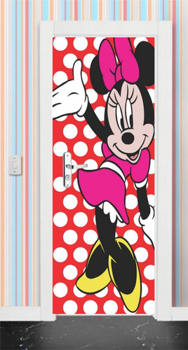 Adesivo Porta Quarto Infantil Menina Minnie Disney 70x2,10mt