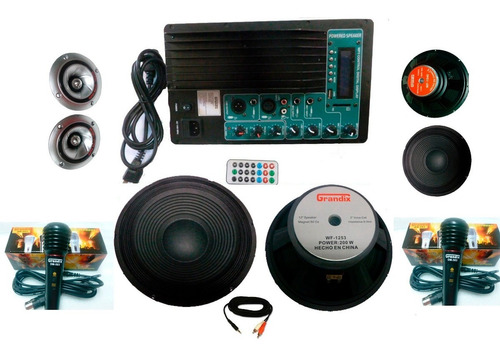 Kit Completo Audio Amplificador 2 Woofer Y Usb Ideal Rockola