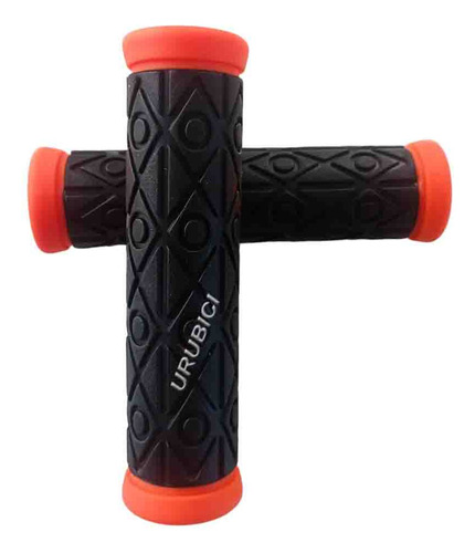 Puños De Bicicleta Negro C/ Naranja Goma Blanda 12 Cm Largo.