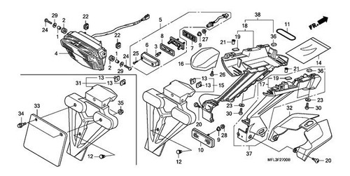 Imagen 2 de 2 de Soporte Luz Patente Lado Izquierdo Original Cbr 1000r 2009