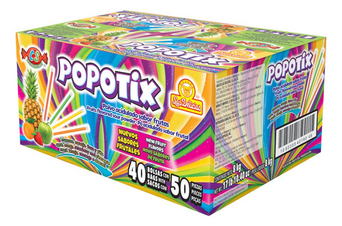 Popotix 50 Pzas Caja 40 Displays 2000 Pzas Sabor Frutal