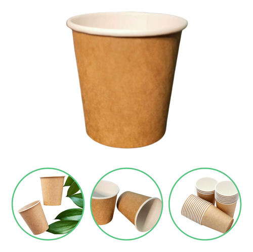500un Copo Papel Biodegradável Café 110ml Kraft Cor Marrom