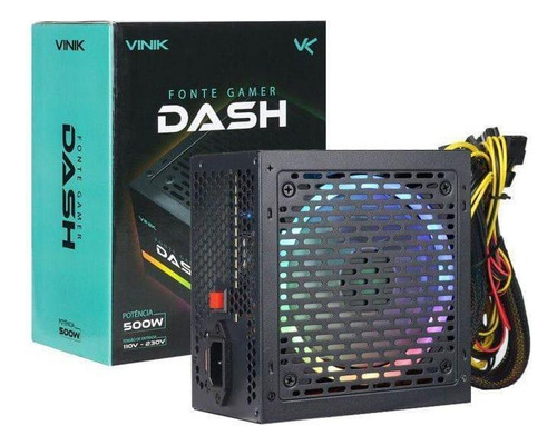 Gamer Atx 500 W Real Vinik Dash RGB VFG500wpr 110/220 Color fuente negro 110 V/220 V