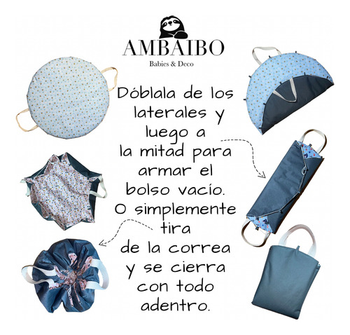 Playmat De Juego Para Bebés Impermeable Y Acolchada Bolso Amigos Capibaras Celeste