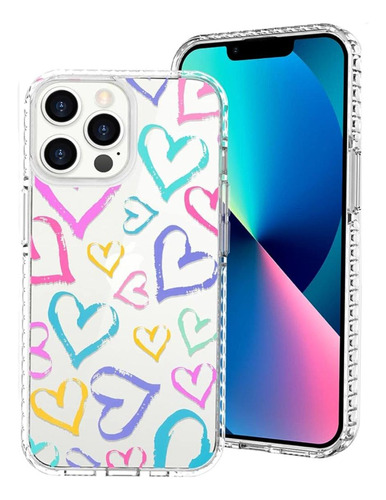 Carcasa Para iPhone 14 Promax, Hermoso Diseño De Corazones.