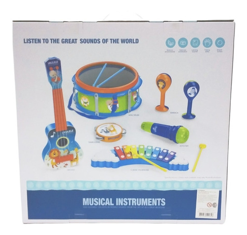 Imagen 4 de 6 de Set Orquesta Musical Instrumentos Tambor Xilofon Microfono