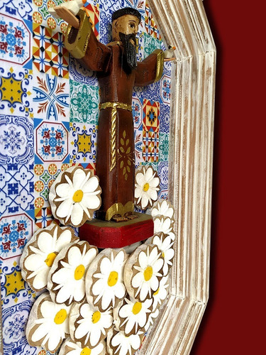 Imagem 6 de 6 de Quadro Decorativo De São Francisco Em Madeira 58x36cm