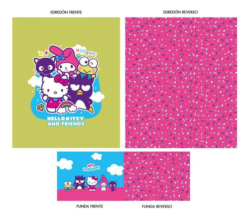 Set De Edredón Matrimonial Hello Kitty Friends Providencia Verde Hello Kitty Friends