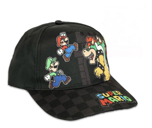 Gorra De Super Mario Bros. Y Luigi Para Niños Nueva Original Negro 6 A 8 Años