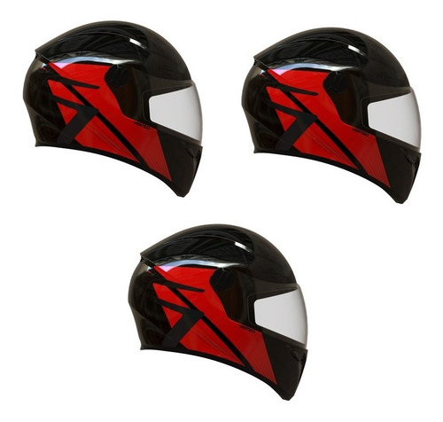 Imagen 3 de 8 de Vertigo Pack X3 Casco Moto V50 Infinity Brillo.