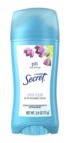 Desodorante Secret 24h Sheer Clean 73g Invisible Solid Eua